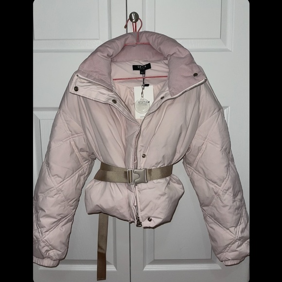 MOTF- Light baby pink puffer jacket with belt - Picture 4 of 5
